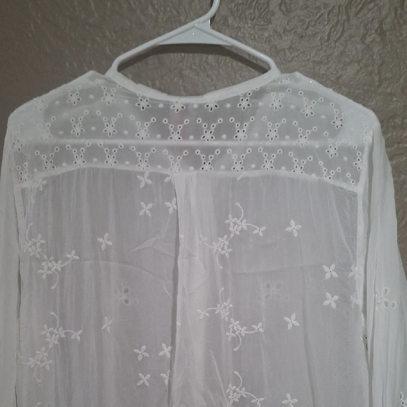 Johnny Was Wome's White Embellished Tunic with Mandarin Collar Size L - Picture 8 of 12